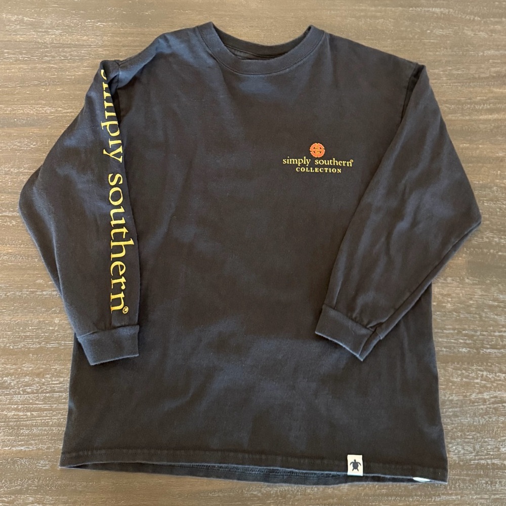 Simply Southern Youth Small Black Long Sleeve Holiday Shirt